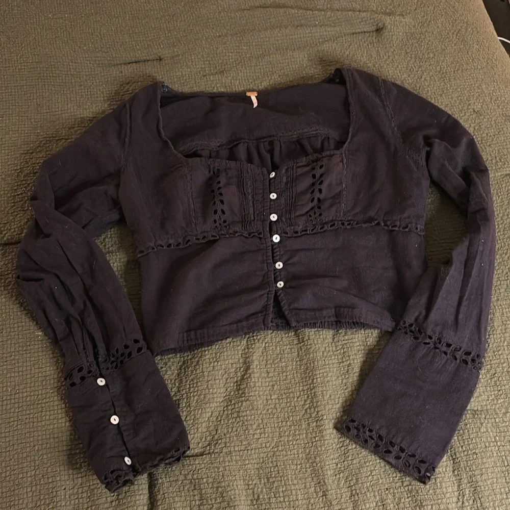 Free People Black Joi Blouse - Picture 3 of 5